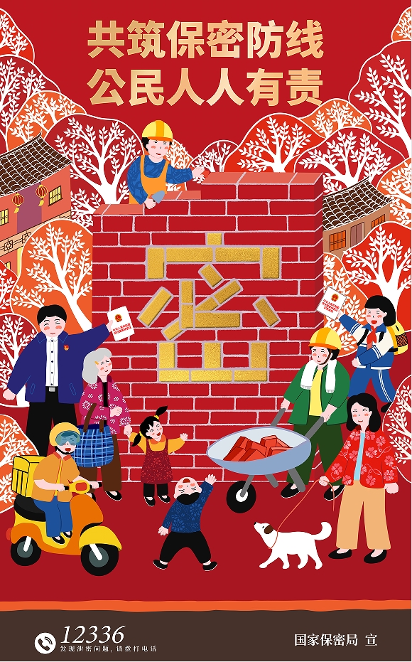 2025年全国保密宣传教育月 海报 同心护密你我他